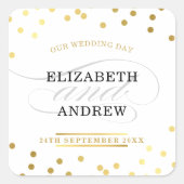 の結婚SEALシックなミニマモダンリスト金ゴールド紙吹雪 スクエアシール (正面)