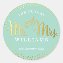 の結婚SEALミニ金ゴールドスタイリッシュ紙吹雪ミント ラウンドシール