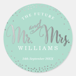 の結婚SEALミニ銀スタイリッシュ紙吹雪ミント ラウンドシール