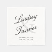 の結婚Shadowed ScriptのエレガントBride & Groom スタンダードカクテルナプキン (正面)