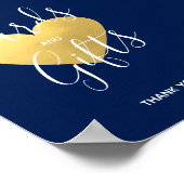 の結婚Sign Navy Blue金ゴールドハートカードとギフト ポスター (角)