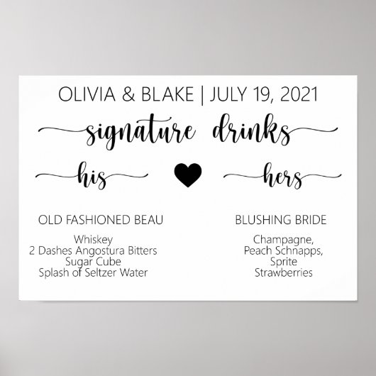 の結婚Signature Drinksプリント ポスター (正面)