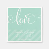 の結婚TABLE DECORスクリプエレガントト型ラブミント スタンダードカクテルナプキン (正面)