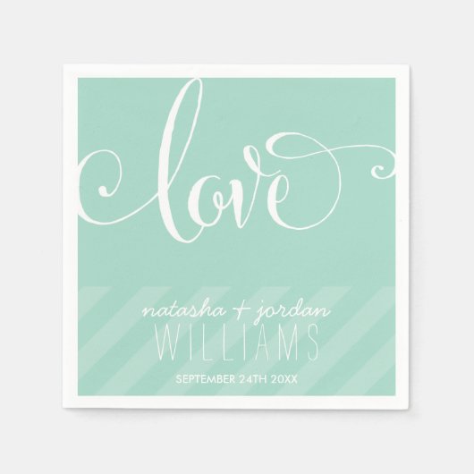 の結婚TABLE DECORスクリプエレガントト型ラブミント スタンダードカクテルナプキン (正面)