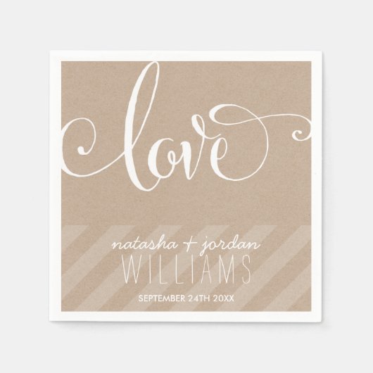 の結婚TABLE DECORスクリプエレガントト型love kraft スタンダードカクテルナプキン (正面)