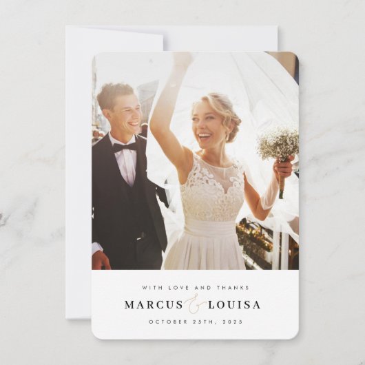 の結婚THANK YOU写真アンパサンドモダンエレガントに サンキューカード (正面)