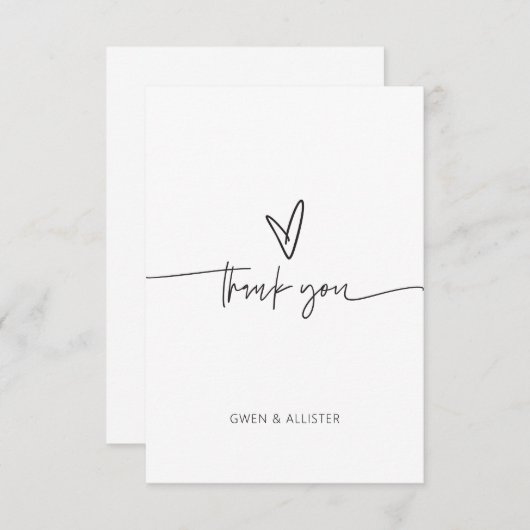 の結婚Thank You Flat Noteカー空白のド サンキューカード (正面/裏面)