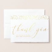 の結婚THANKS YOU newlyed photoスクリプエレガントト 箔カード (封筒付き正面)