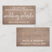 の結婚Webサイかわいらしトモダン、Script & Burlap エンクロージャーカード (正面/裏面)