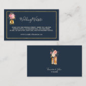 の結婚Webサイエレガントトネイビーブルーコーラル 名刺 (正面/裏面)