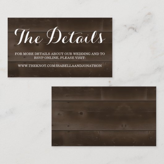 の結婚Webサイトのエンクロージャカード | 木素朴材 エンクロージャーカード (正面/裏面)