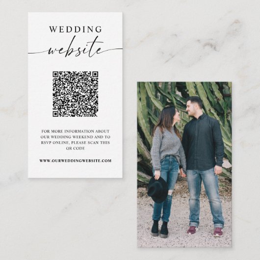 の結婚WebサイトのミニマルQRコード写真 エンクロージャーカード (正面/裏面)