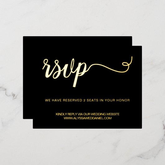 の結婚webサイトの応答の予約された座席スクリプトRSVP 箔シーズンポストカード (正面/裏面)