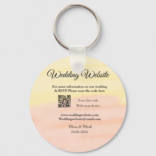 の結婚webサイトの追加Q Rコードスキャンの追加名前日付ye キーホルダー (正面)