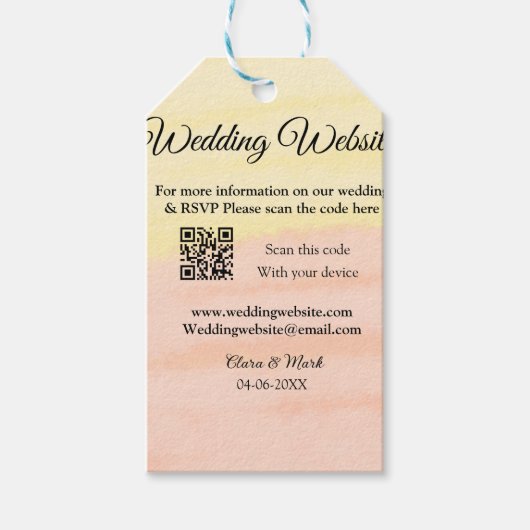 の結婚webサイトの追加Q Rコードスキャンの追加名前日付ye ギフトタグ (正面)