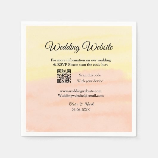 の結婚webサイトの追加Q Rコードスキャンの追加名前日付ye スタンダードカクテルナプキン (正面)