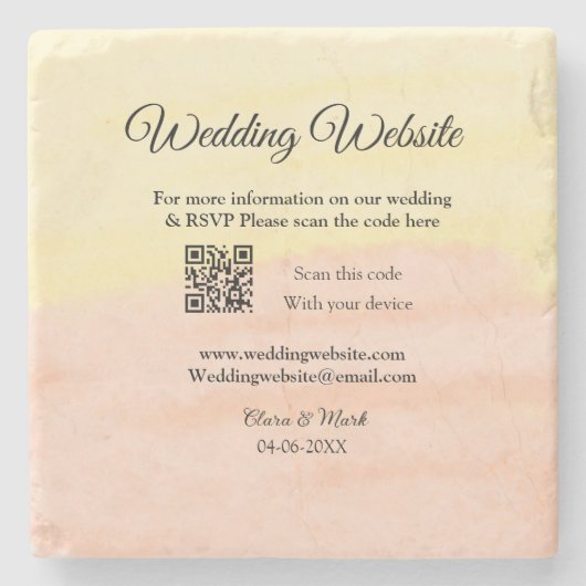 の結婚webサイトの追加Q Rコードスキャンの追加名前日付ye ストーンコースター (正面)