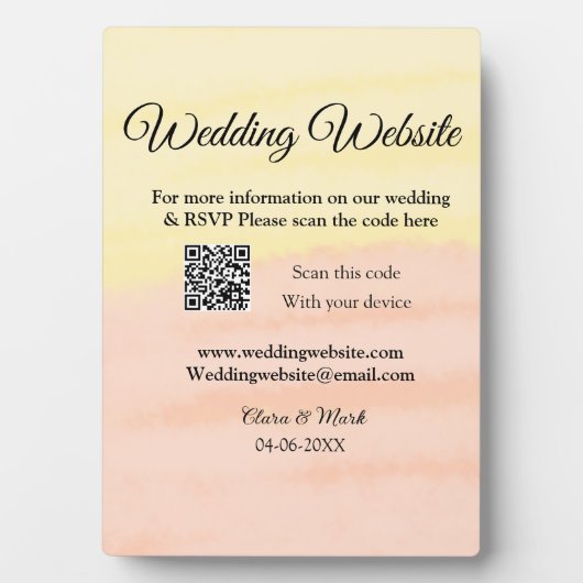 の結婚webサイトの追加Q Rコードスキャンの追加名前日付ye フォトプラーク (正面)