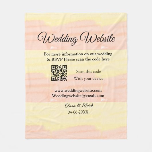 の結婚webサイトの追加Q Rコードスキャンの追加名前日付ye フリースブランケット (正面)