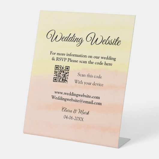 の結婚webサイトの追加Q Rコードスキャンの追加名前日付ye 台座サイン (正面)