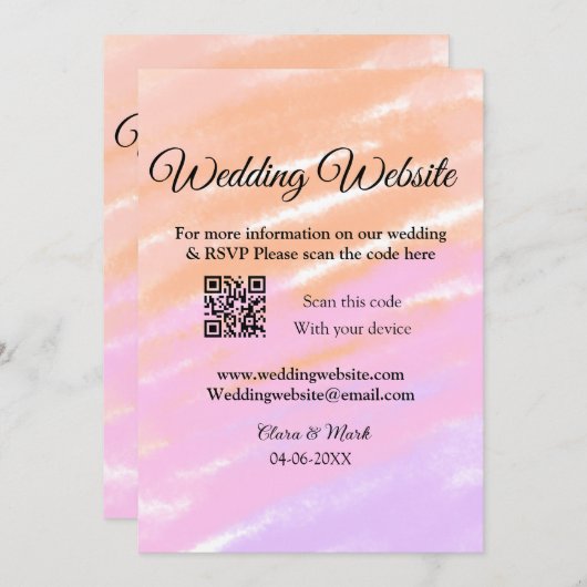 の結婚webサイトの追加Q Rコードスキャンの追加名前日付ye 招待状 (正面/裏面)