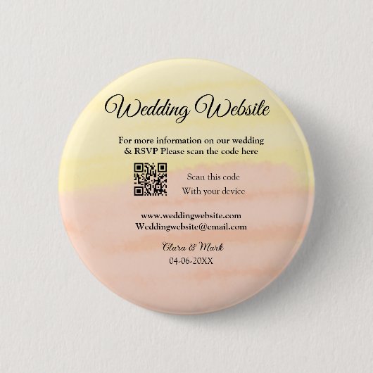 の結婚webサイトの追加Q Rコードスキャンの追加名前日付ye 缶バッジ (正面)