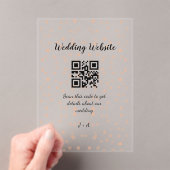 の結婚webサイトはオレンジ色の詳細のためのQRコードをスキャンする アクリル招待状 (インサイチュ (ポータブル))