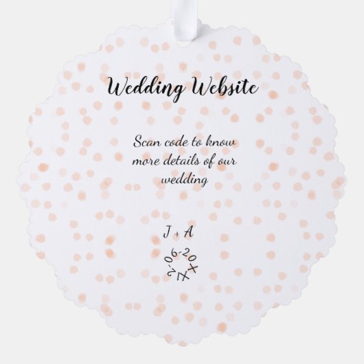 の結婚webサイトはオレンジ色の詳細のためのQRコードをスキャンする オーナメントカード (裏面)