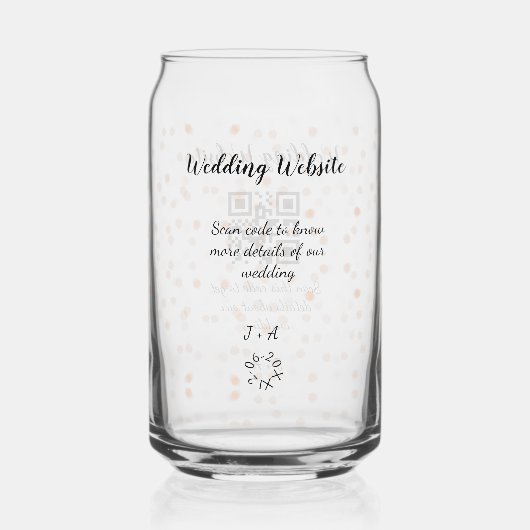 の結婚webサイトはオレンジ色の詳細のためのQRコードをスキャンする ガラス缶 (正面)