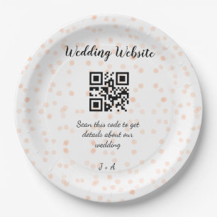 の結婚webサイトはオレンジ色の詳細のためのQRコードをスキャンする ペーパープレート