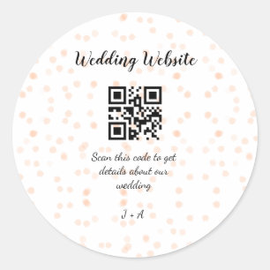 の結婚webサイトはオレンジ色の詳細のためのQRコードをスキャンする ラウンドシール