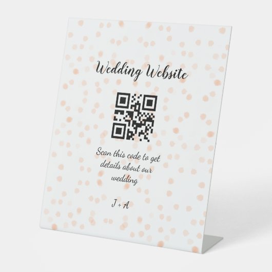 の結婚webサイトはオレンジ色の詳細のためのQRコードをスキャンする 台座サイン (正面)
