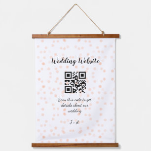 の結婚webサイトはオレンジ色の詳細のためのQRコードをスキャンする 吊り下げ型タペストリー