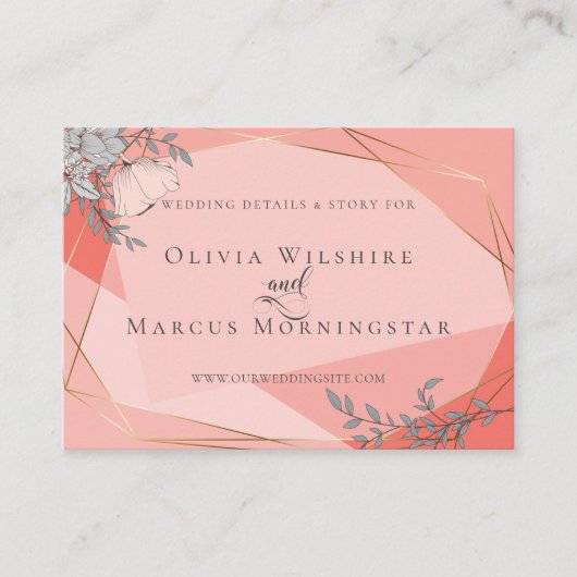 の結婚Webサイトカード | サンゴフローラ金ゴールド枠 エンクロージャーカード (正面)