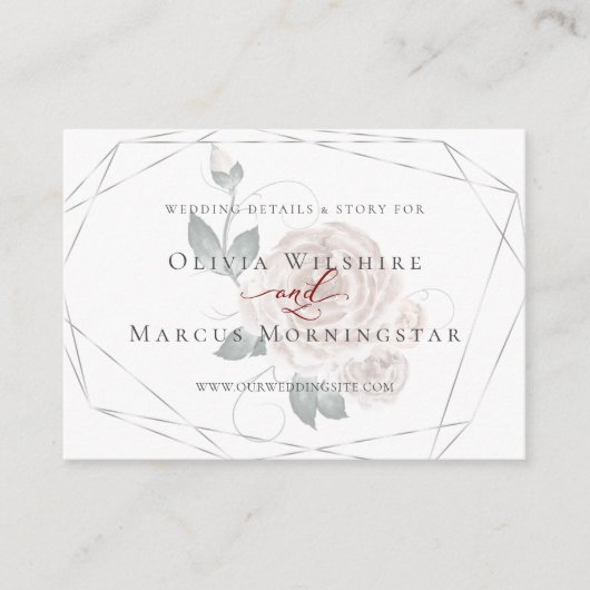 の結婚Webサイトカード |ダスティーマウヴフローラ エンクロージャーカード (正面)