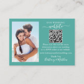 の結婚WebサイトミニマシンプルリストQRフォトティール(緑がかった色) エンクロージャーカード (正面)