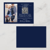 の結婚WebサイトミニマシンプルリストQRフォトブルー エンクロージャーカード (正面/裏面)