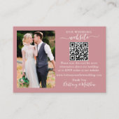 の結婚WebサイトミニマルQRフォトほこりっぽいバラ エンクロージャーカード (正面)