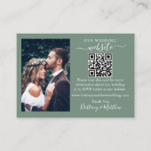 の結婚WebサイトミニマルQRフォトセージグリーン エンクロージャーカード (正面)