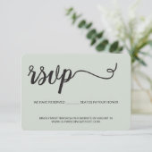 の結婚webサイト予約シートは緑 出欠カード (スタンド正面)