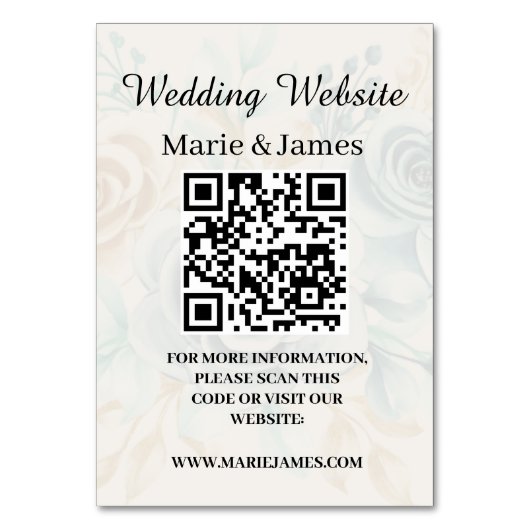 の結婚Webサイト名を追加QRコードミニマリスト写真 テーブルナンバー (正面)