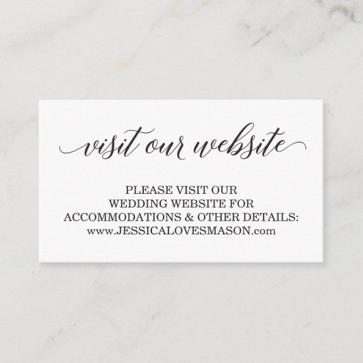 の結婚Webサイト挿入カード – クラシックScript エンクロージャーカード (正面)