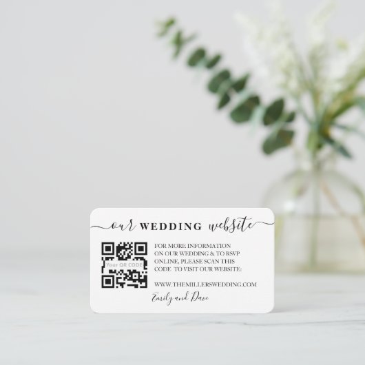 の結婚Webサイト書道挿入写真QRコード  エンクロージャーカード (スタンド正面)