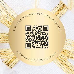 の結婚webサイト金ゴールドQR詳細情報rsvp ラウンドシール