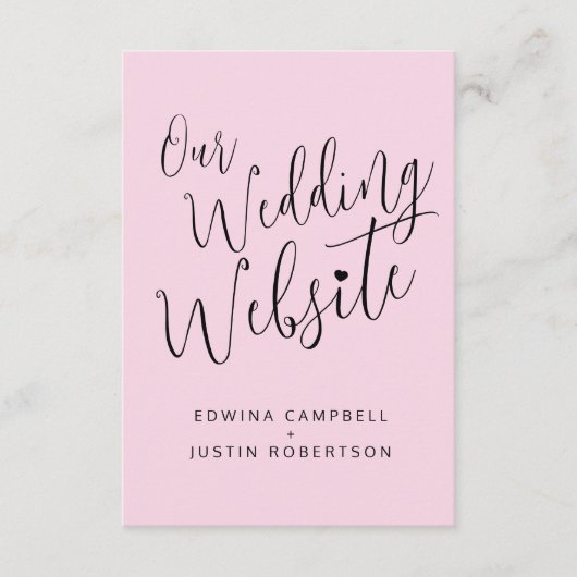 の結婚webサイト黒ピンクハートQRコード エンクロージャーカード (正面)