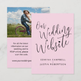 の結婚webサイト黒ピンクハートQRコード エンクロージャーカード