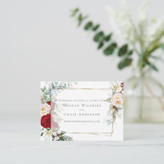 の結婚Webサイト | アイボリーブルゴーニュ牡丹の花 エンクロージャーカード (スタンド正面)