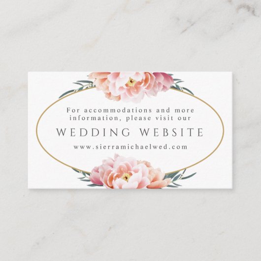 の結婚Webサイト |エレガントフローラ赤面ピンク牡丹 エンクロージャーカード (正面)