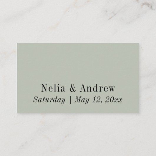 の結婚Webサイト、スクリプかわいらしト編集可能Sage Green エンクロージャーカード (裏面)