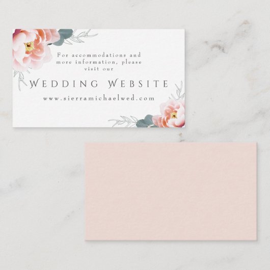 の結婚Webサイト |モダンフローラ赤面ピンク牡丹 エンクロージャーカード (正面/裏面)